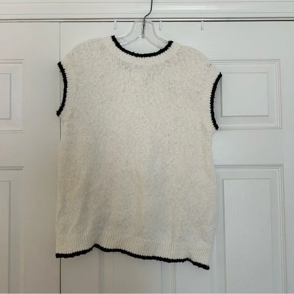 Anthropologie Maeve Marlena White and Black Textured Tank Top Sweater Size XS - Picture 4 of 4